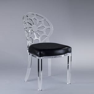 King Louis Chair -Aluminum, Black with Clear Back 