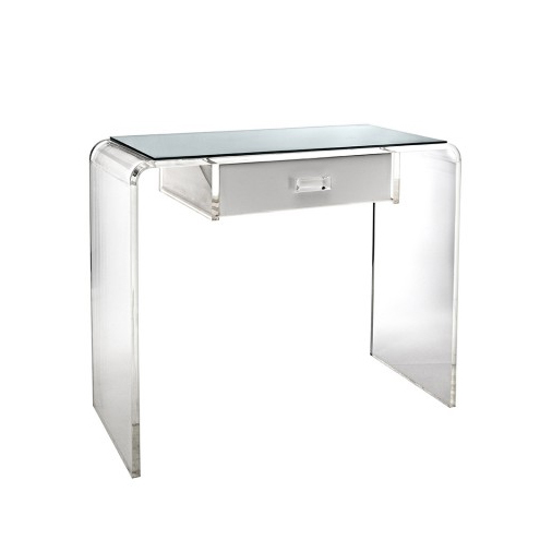 Buy Plexi-Craft Waterfall Vanity with Drawer | Clear Acrylic Vanity Table