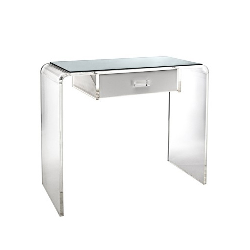 Clear Acrylic Waterfall Vanity - Acrylic Waterfall Desk - Monroe