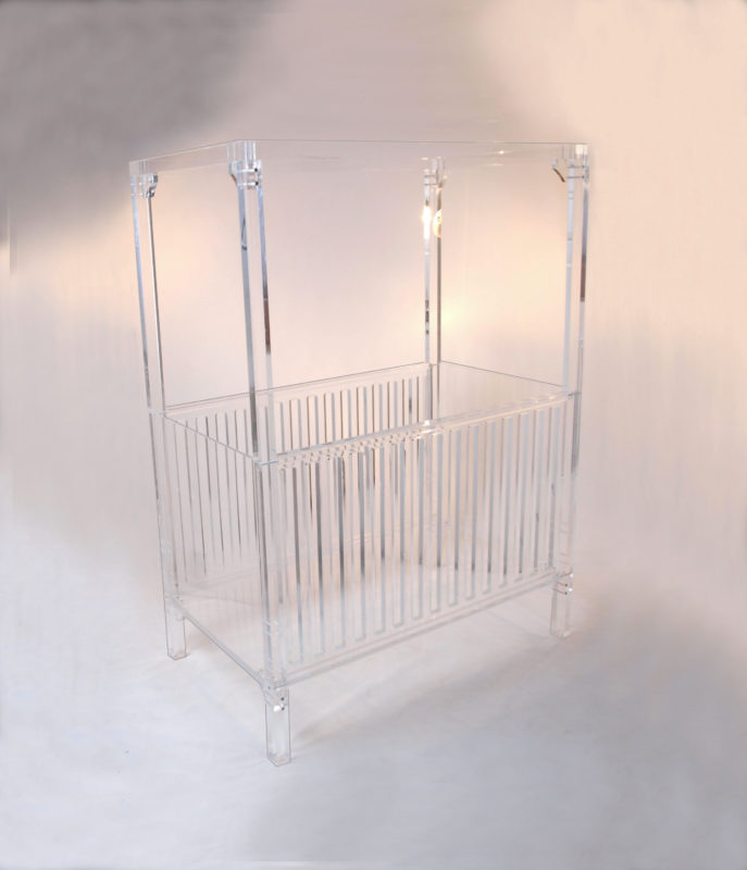 Buy Sweet Dreams Clear Acrylic Baby Crib with Canopy | Plexi-Craft NYC