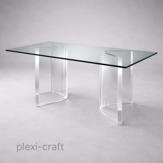 Acrylic Dining Table Base | Flo Clear Lucite | Plexi-Craft